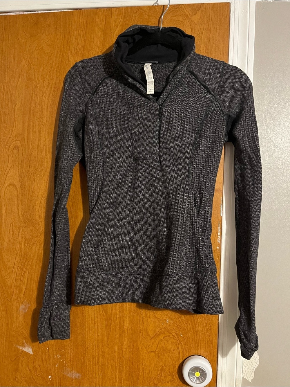 Lululemon Think Fast Pullover Heathered Herringbone Black Size 4 Half-Zip